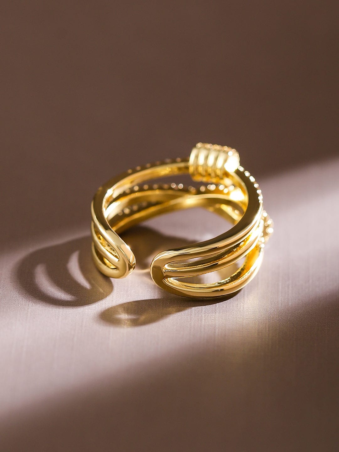 American Diamond Zirconia Gold Toned Ring