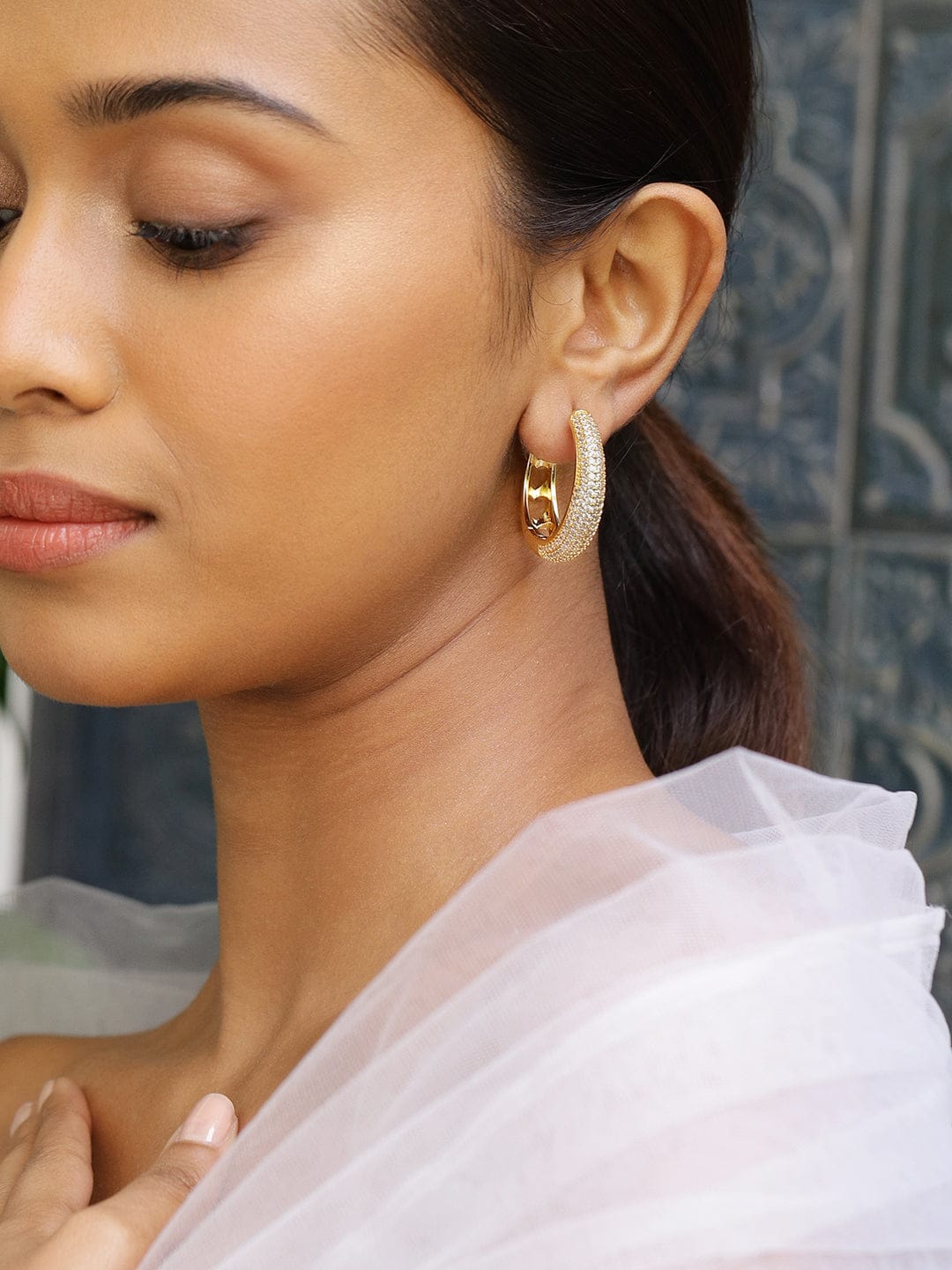 Moonbeam Circles American Diamond Zirconia Hoops
