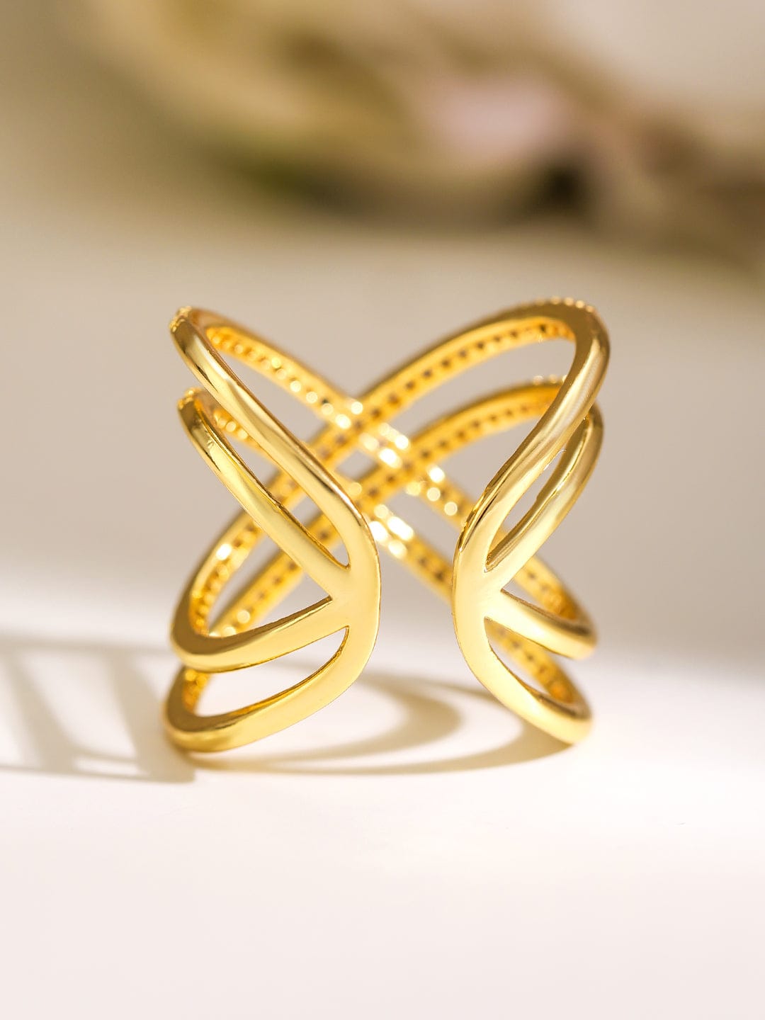 American Diamond Zirconia Multi-Band Gold Ring