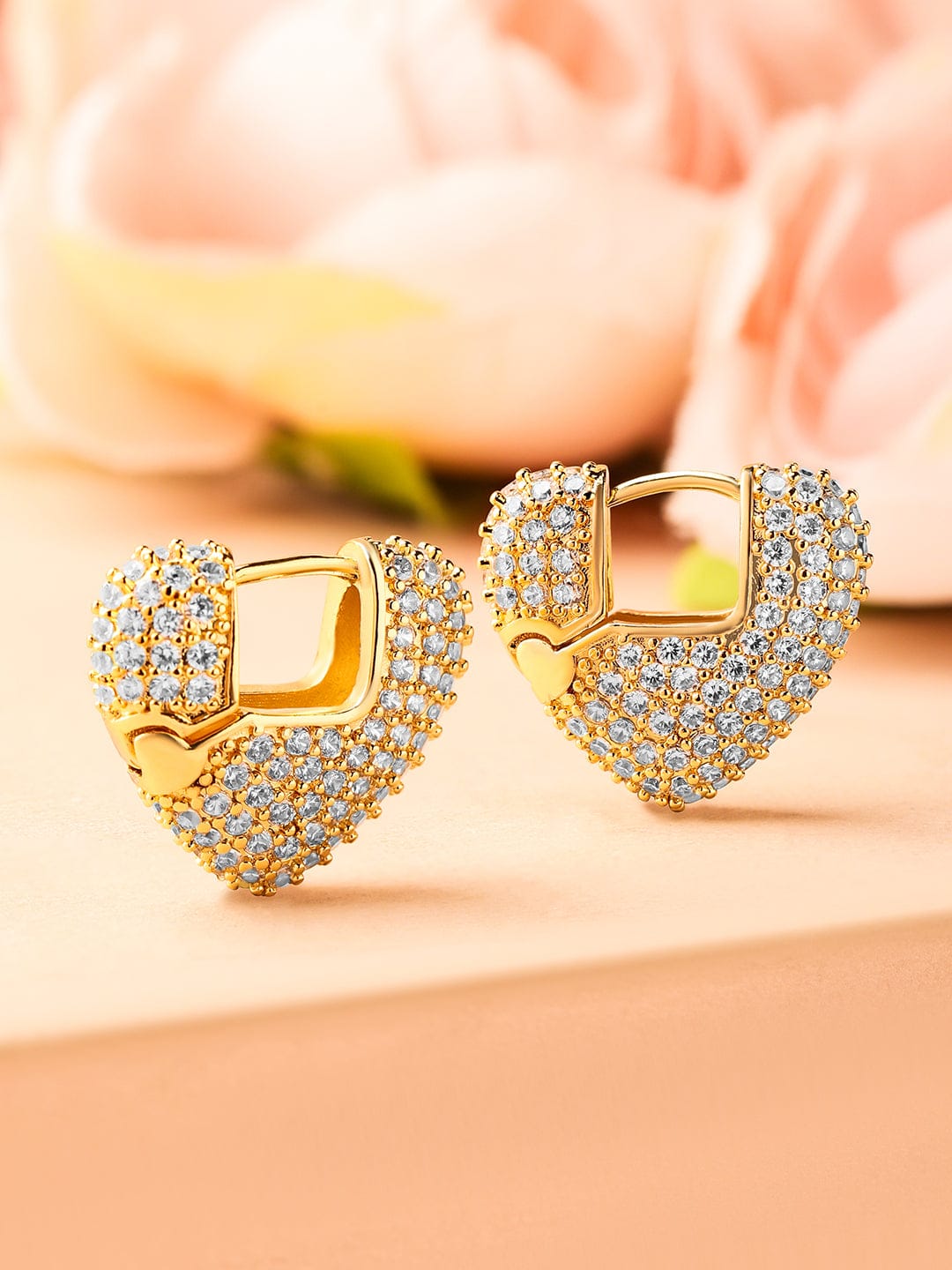 Golden Zirconia Love-Glow Hoop Earrings