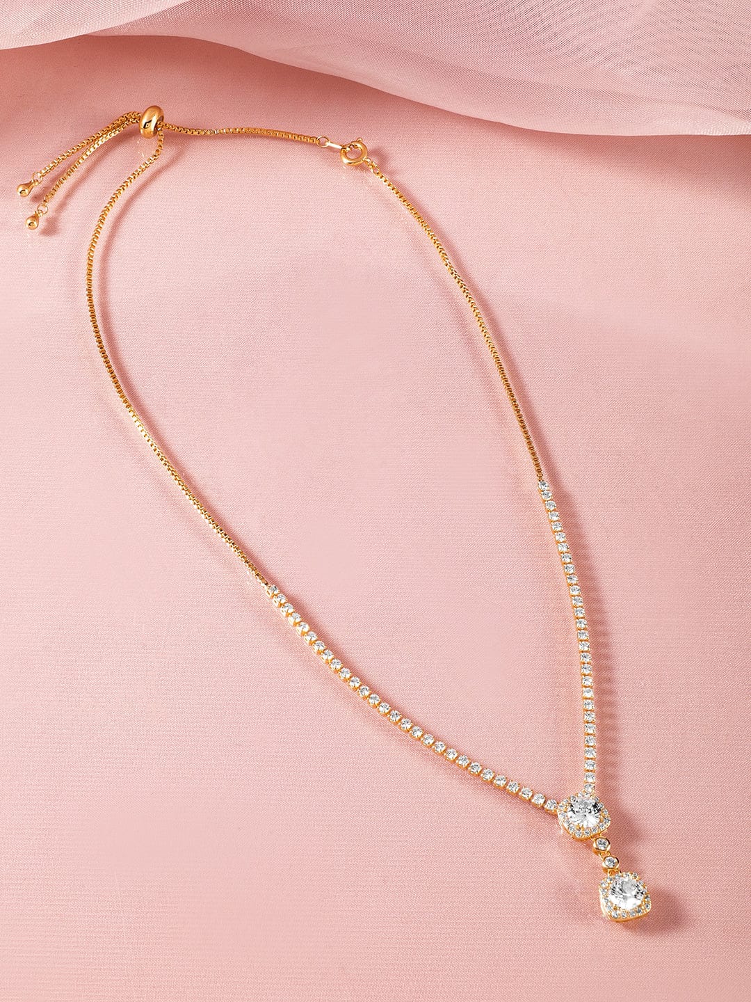 Elegant American Diamond Zirconia Studded Pendant Necklace