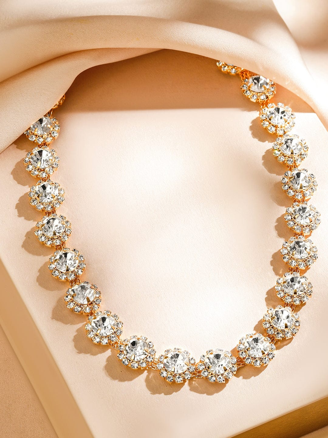 Crystal Studded Floral Design Necklace
