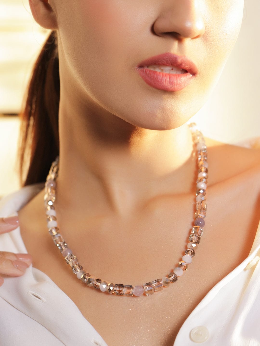 Crystal Necklace With Multicolor Beads