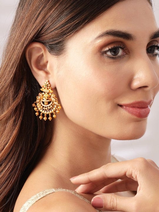 Golden Heritage American Diamond Chandbali  Pearls