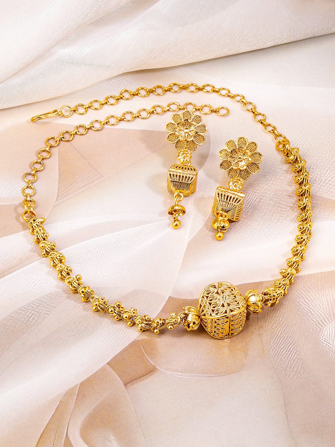 Beaded Golden Necklace Set