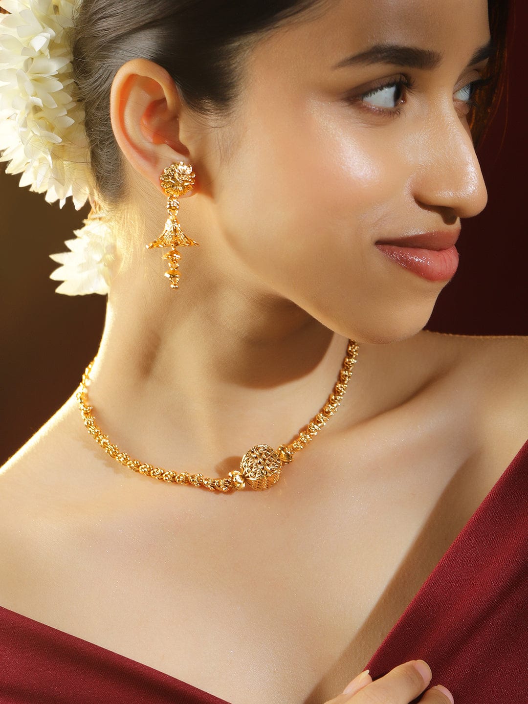 Beaded Golden Necklace Set
