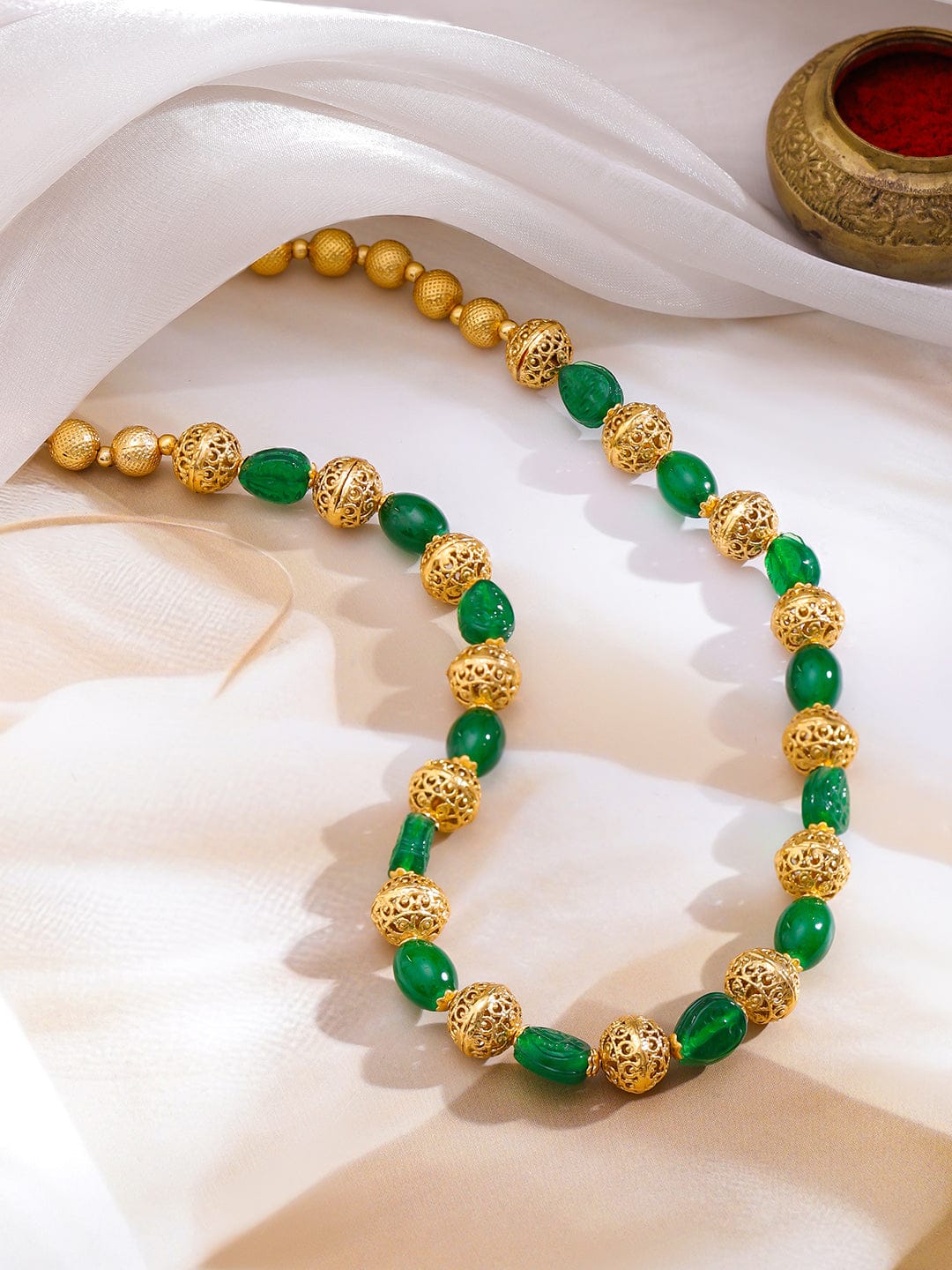 Green & Gold Beaded Necklace
