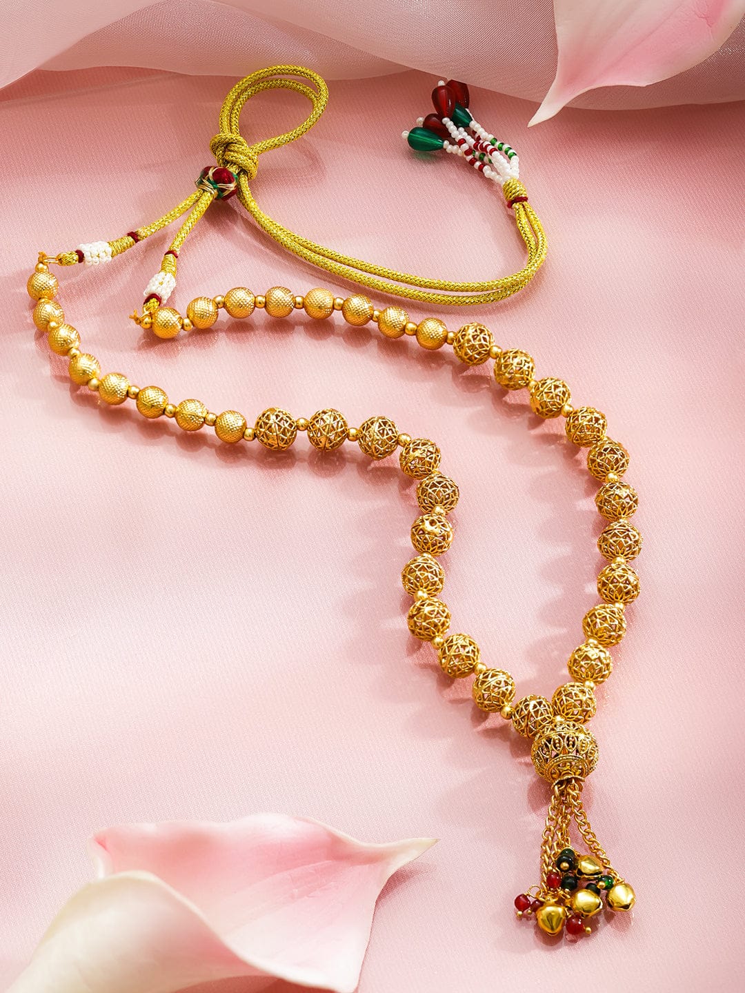 Traditional Multi Beaded Gold Toned Necklace