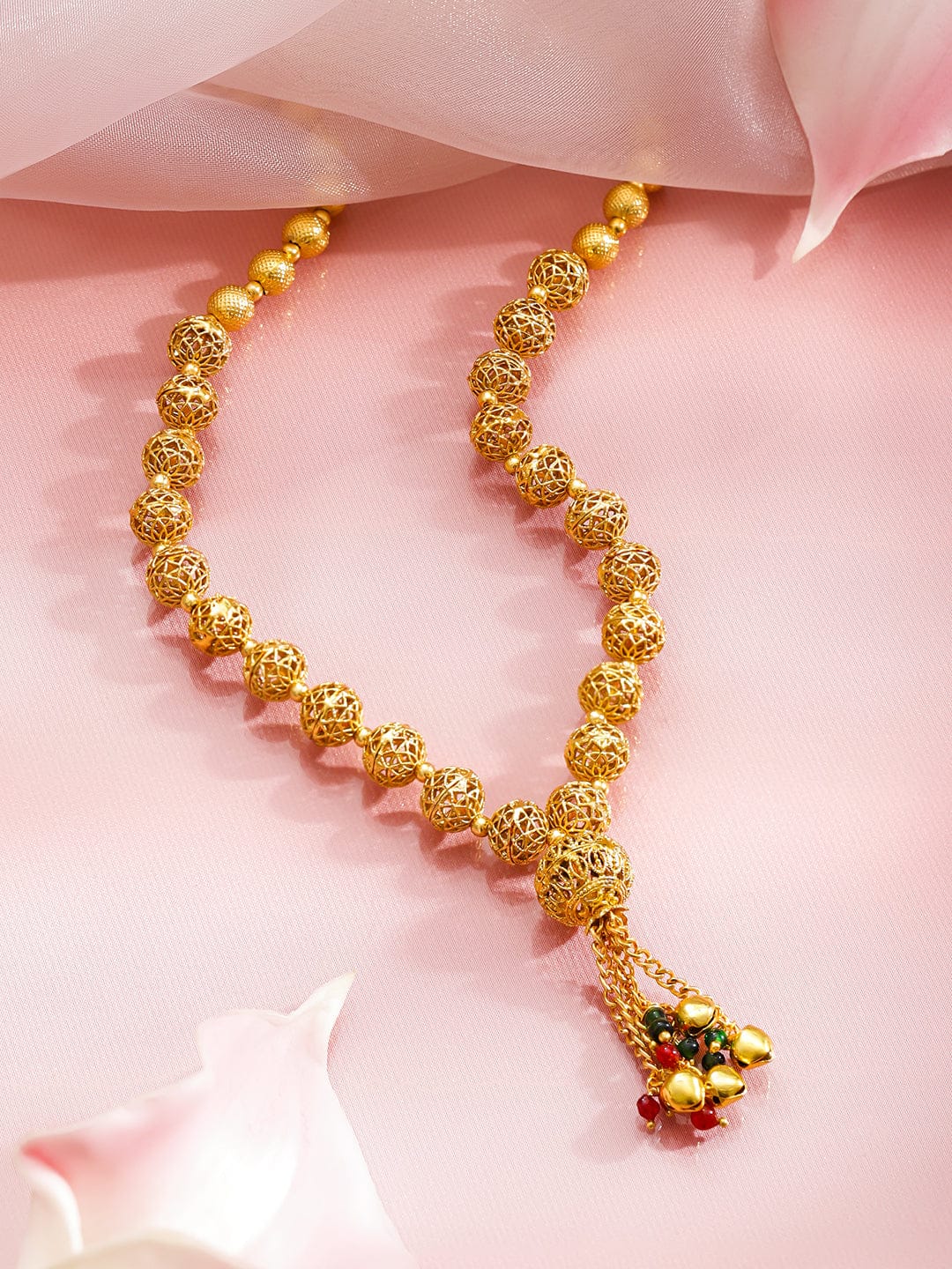 Traditional Multi Beaded Gold Toned Necklace