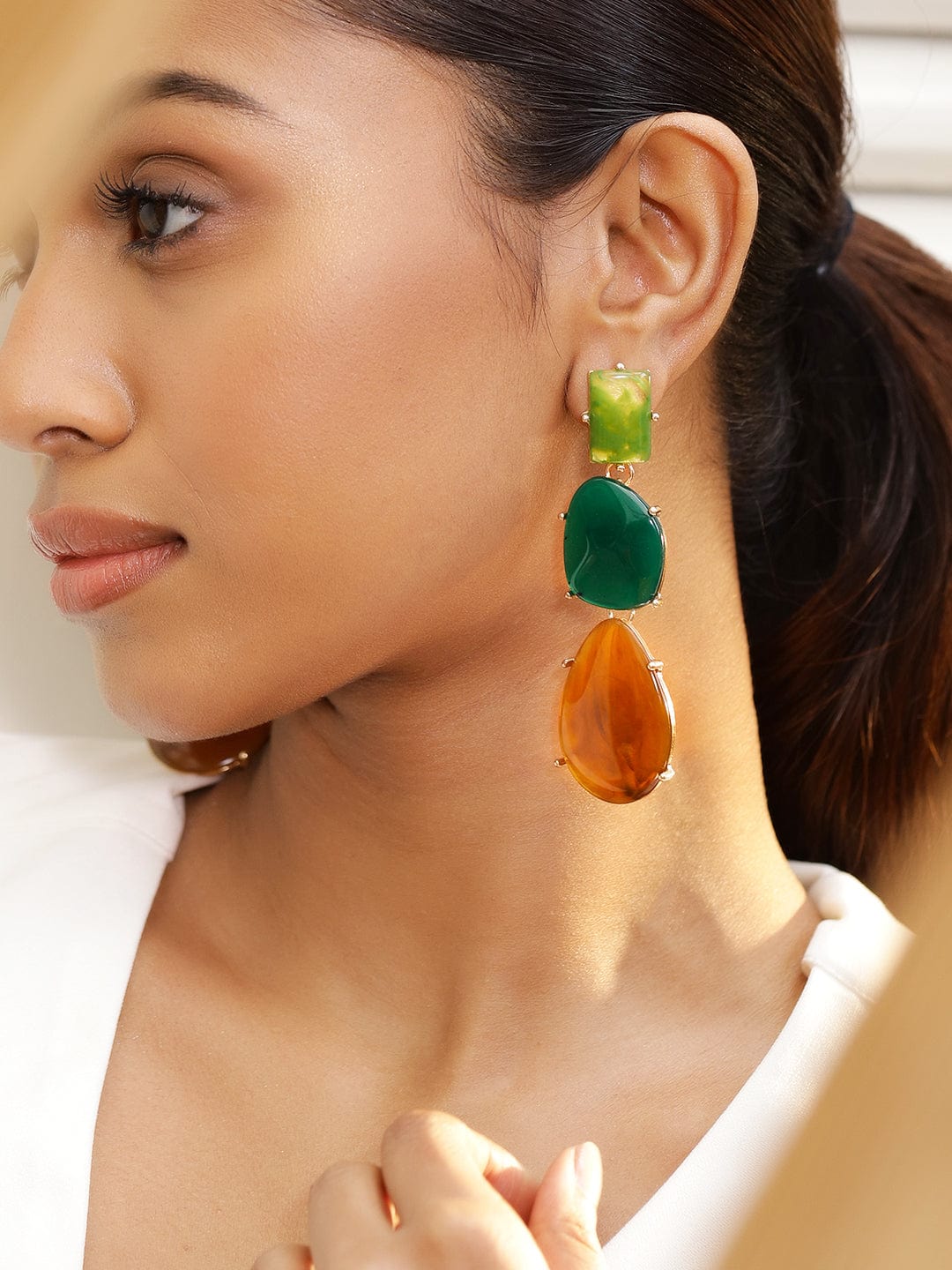 Multi Colour Stone dangler earrings