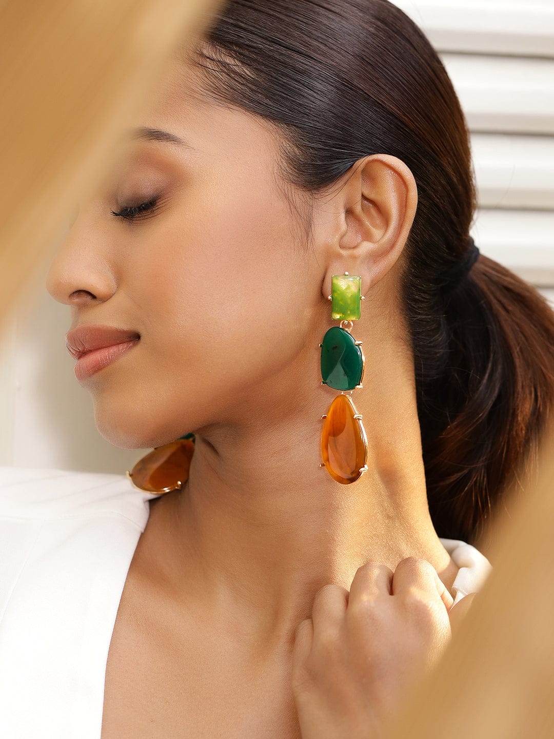 Multi Colour Stone dangler earrings