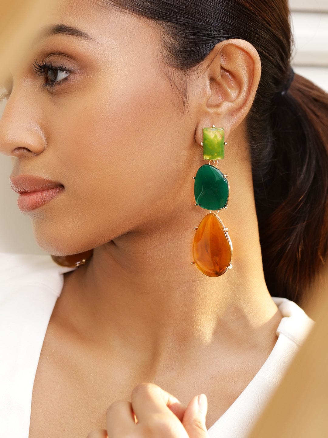 Multi Colour Stone dangler earrings