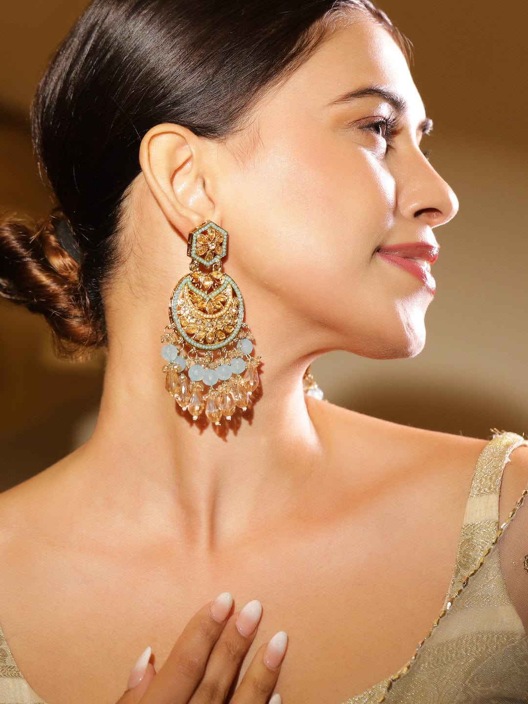 Regal Glow Turquoise Blue Chandbali