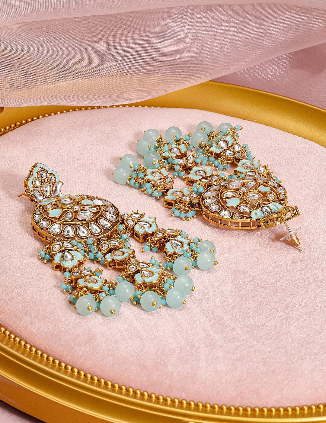 Minty Magic Kundan Danglers