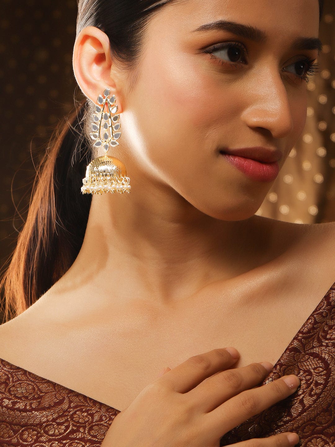 Artisan Mirror & Pearl Jhumka