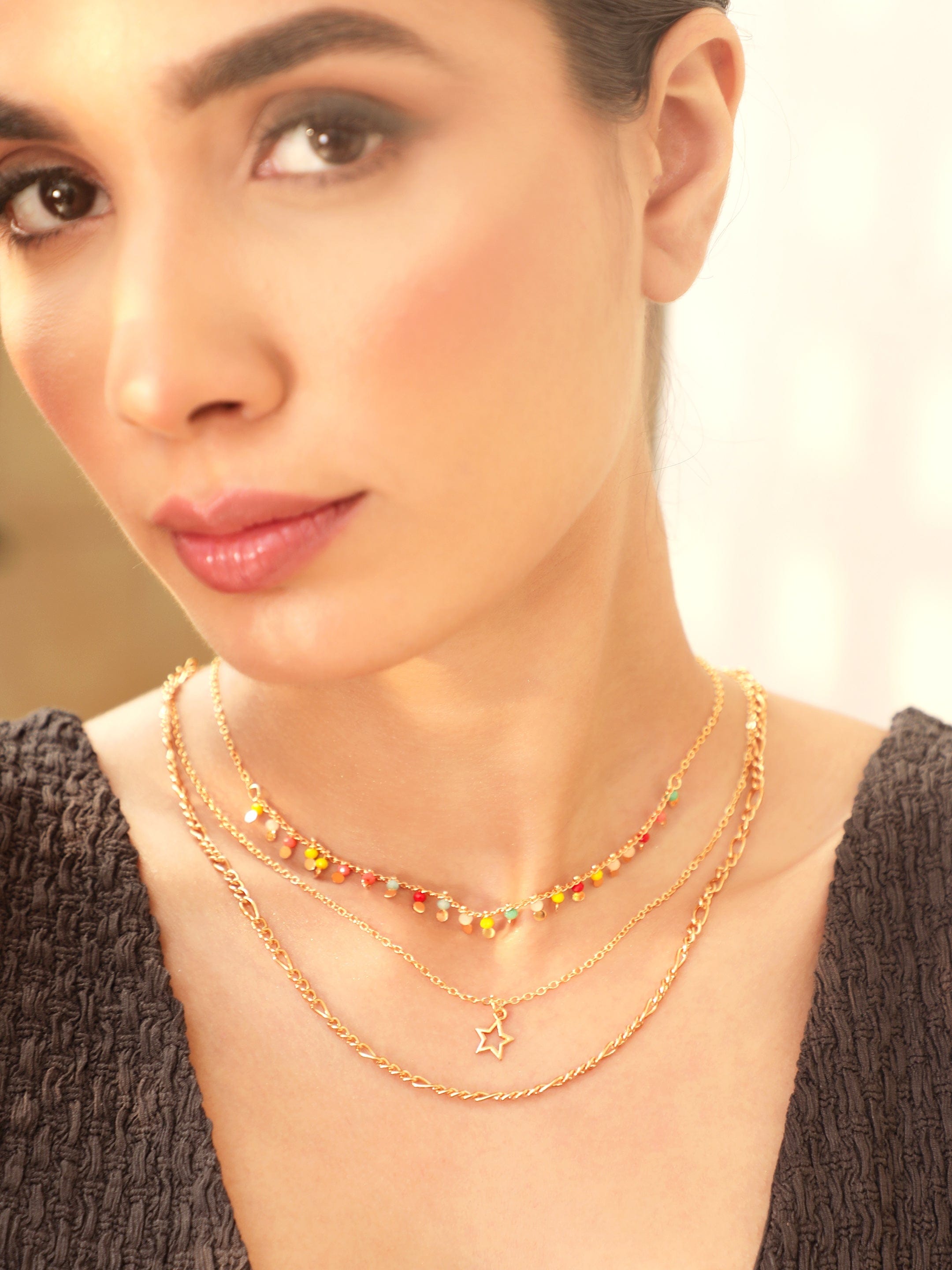 Stunning Multicolour Charms Layered in Chains