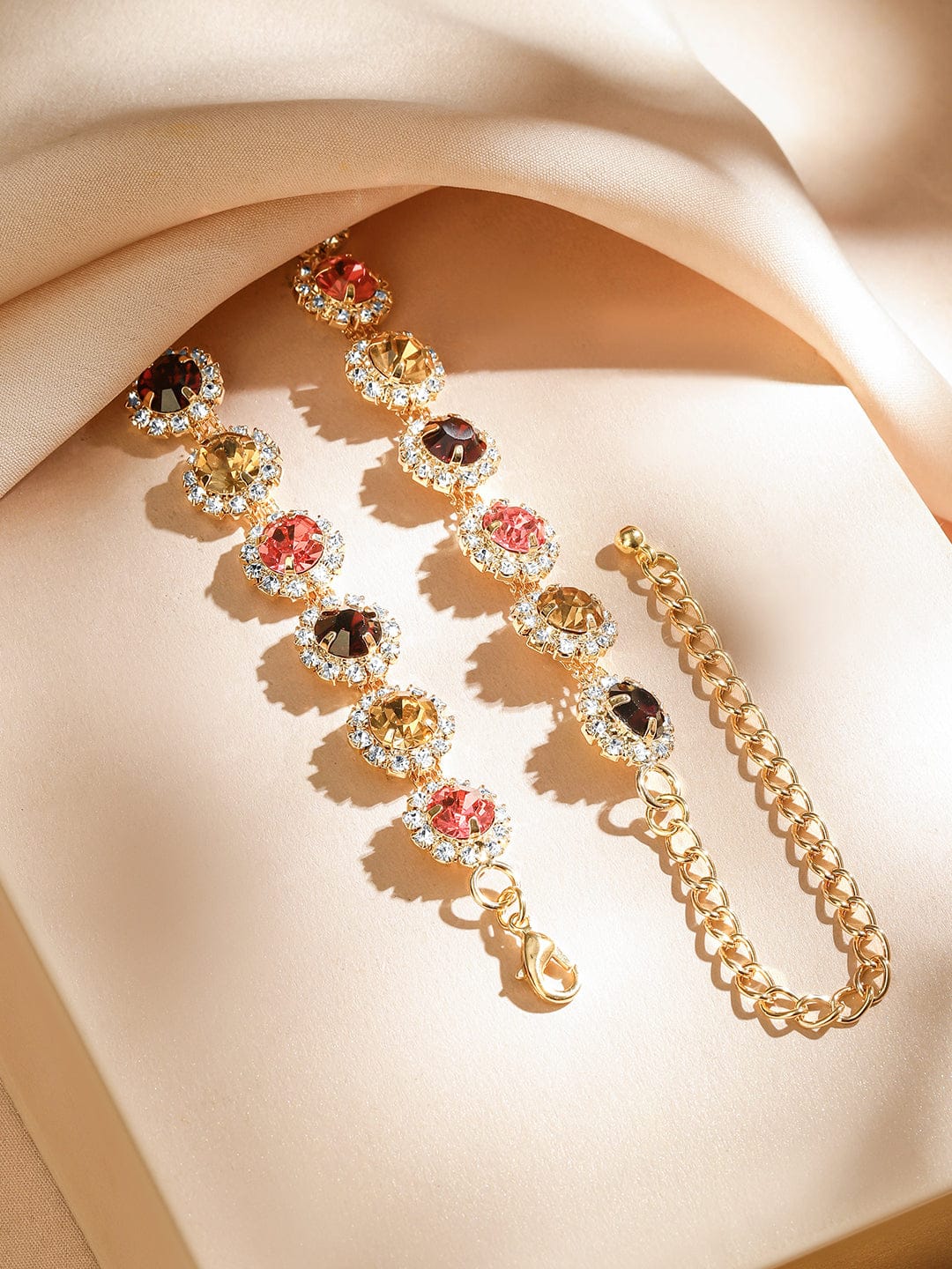 Radiant Multicolour American Diamond Zirconia Studded Statement Necklace
