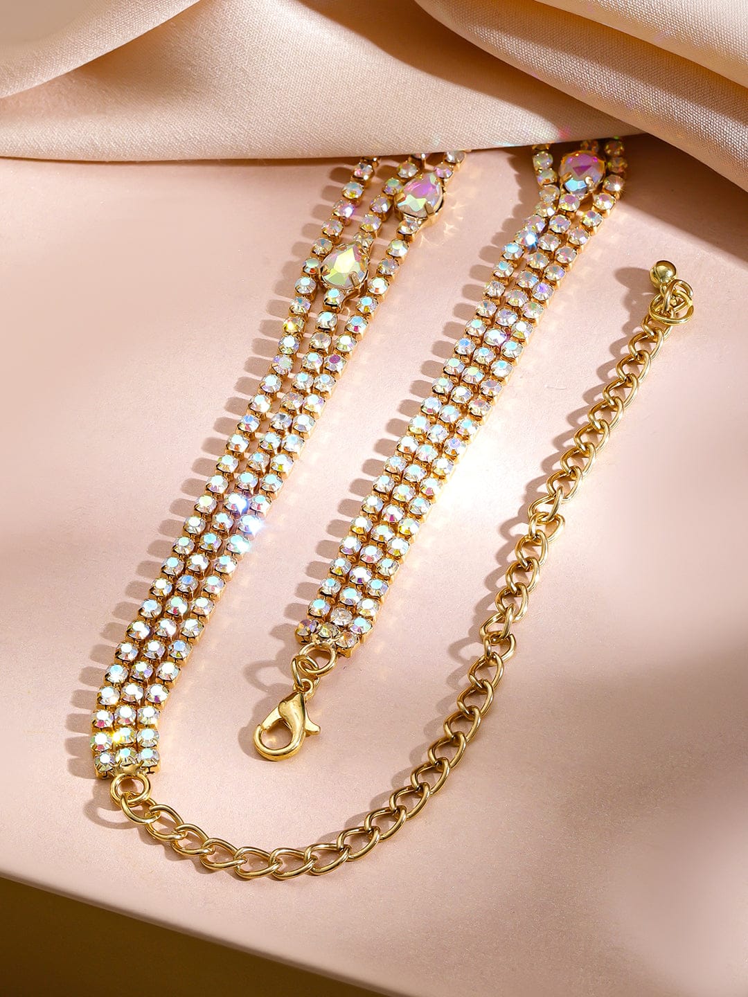 Sparkly American Diamond Zirconia & Crystal Studded Necklace