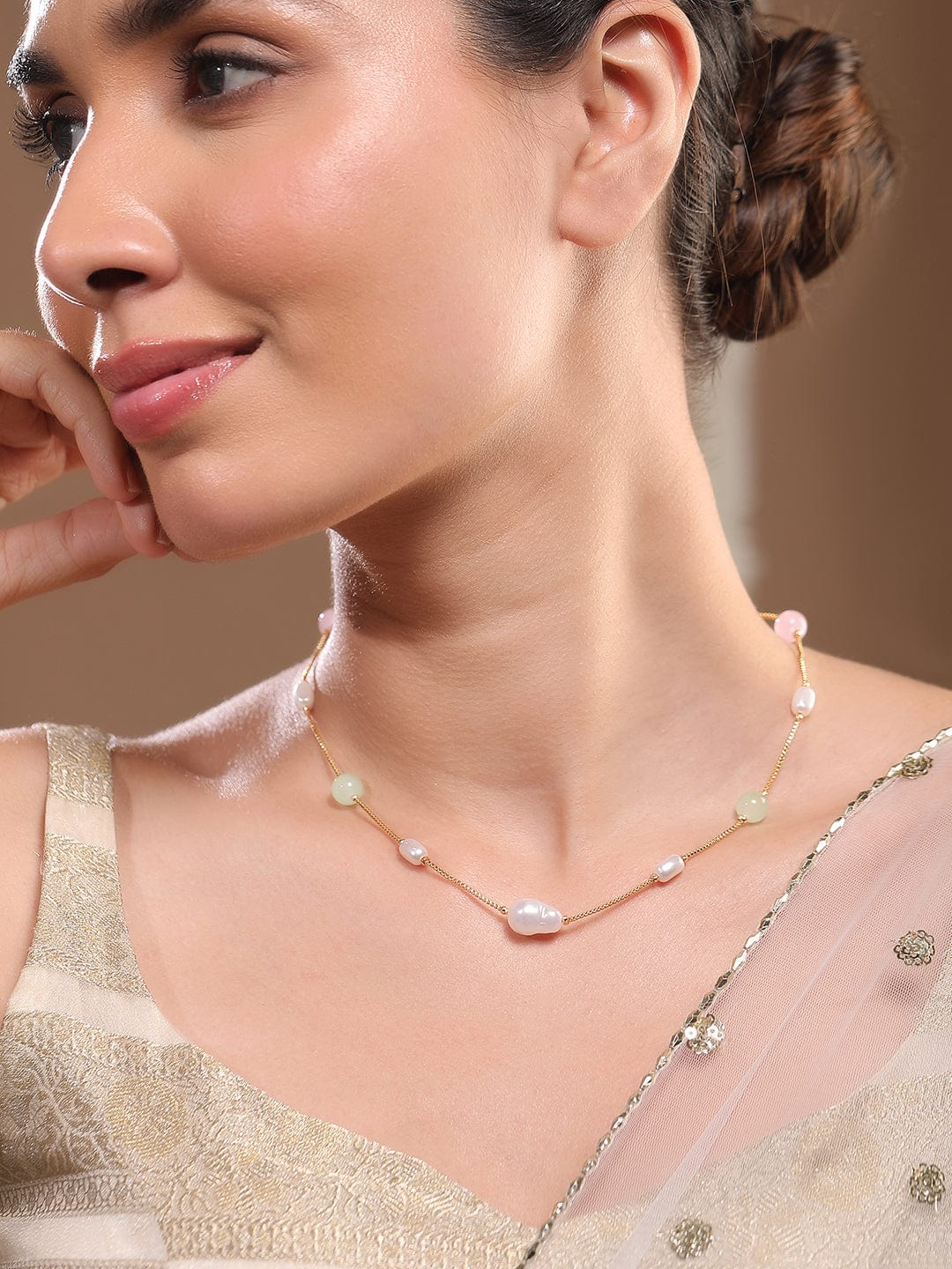 Multicolor Beaded Gold Necklace