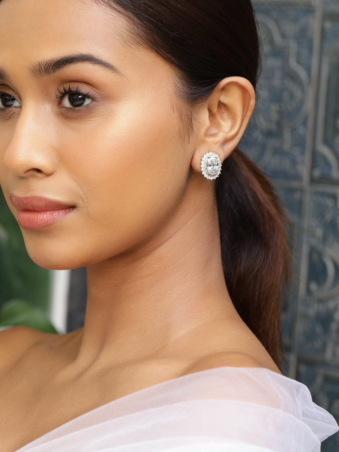 Gold Plated Crystal Stud Earrings