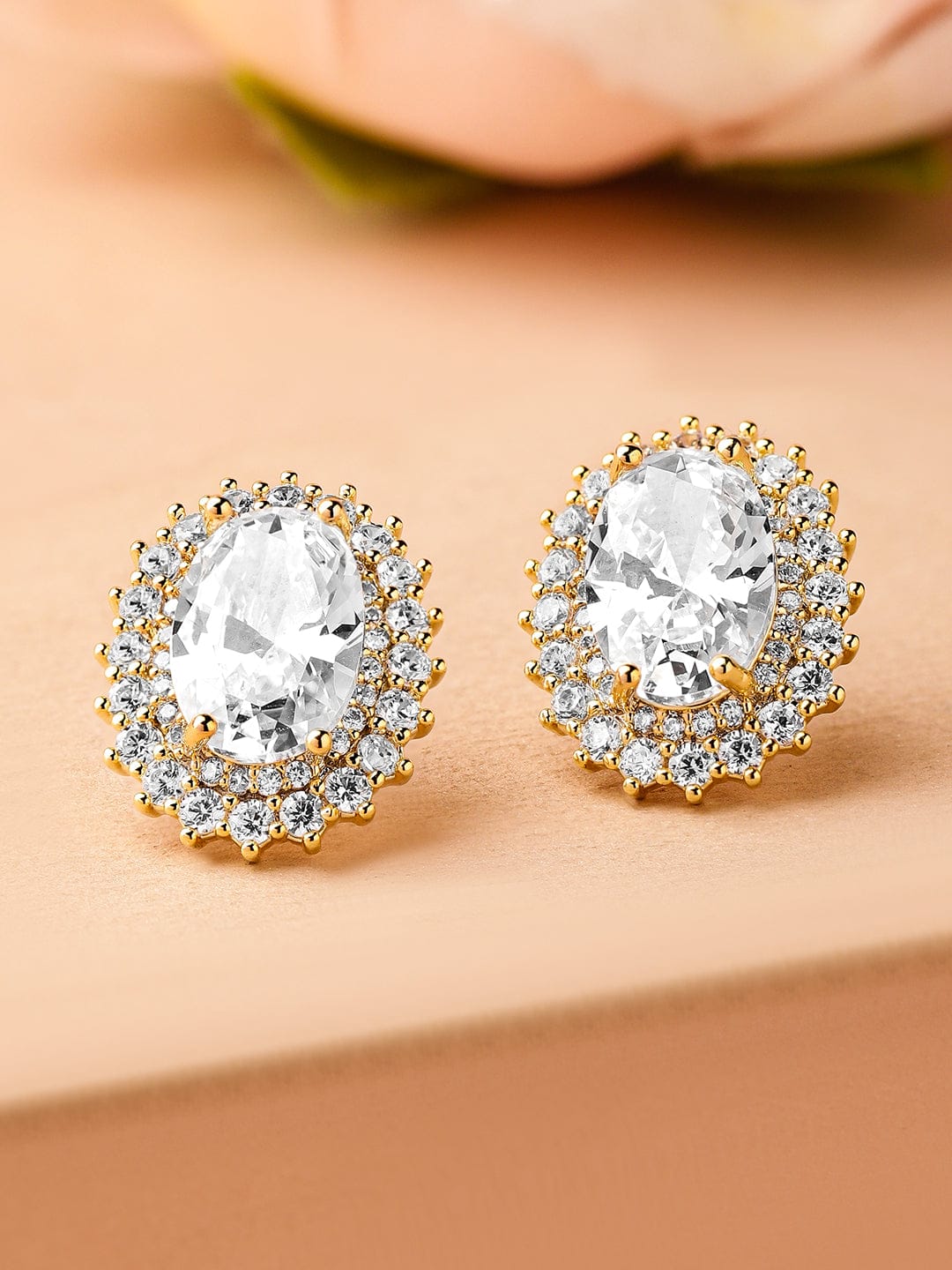 Gold Plated Crystal Stud Earrings