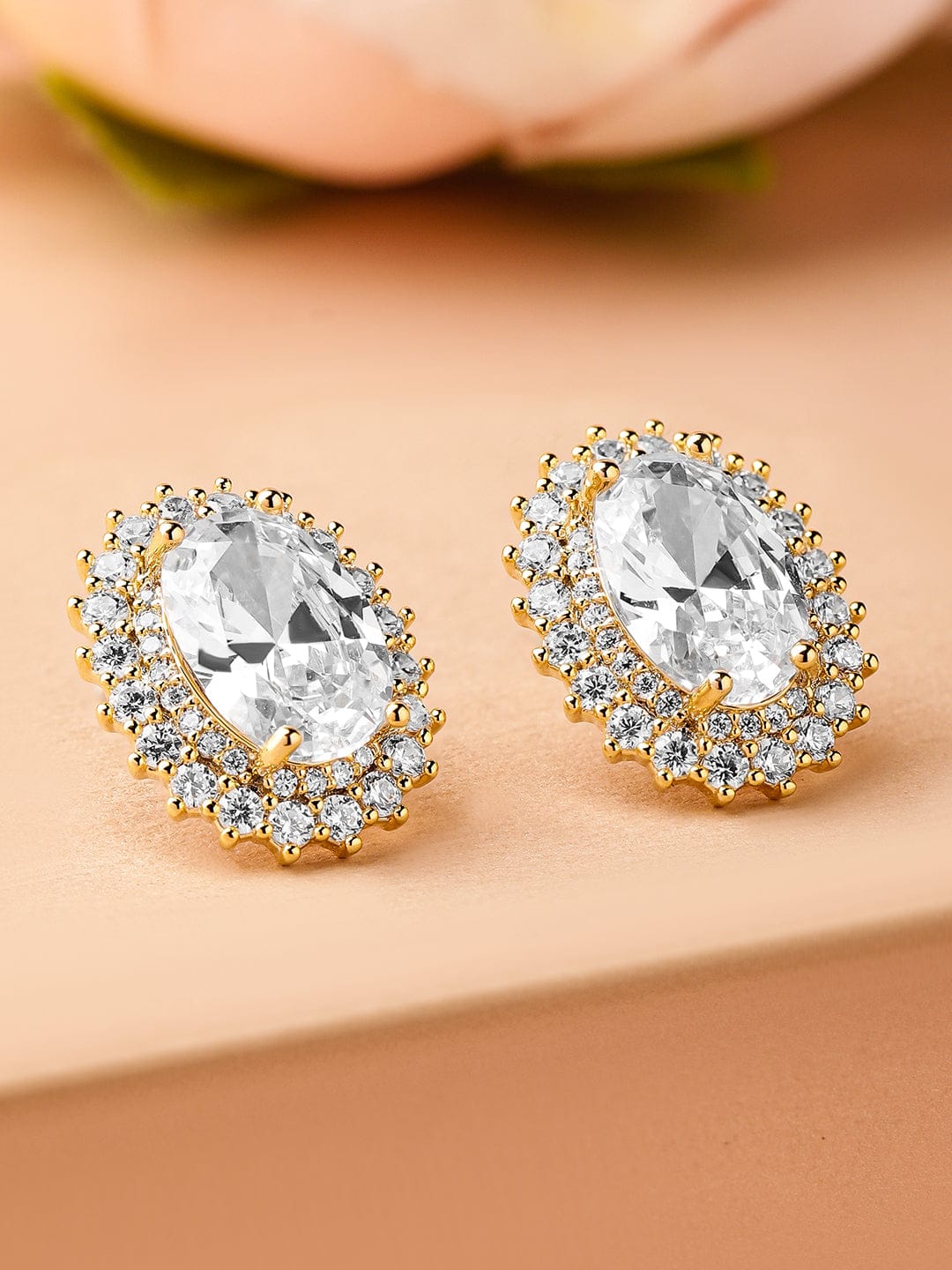 Gold Plated Crystal Stud Earrings