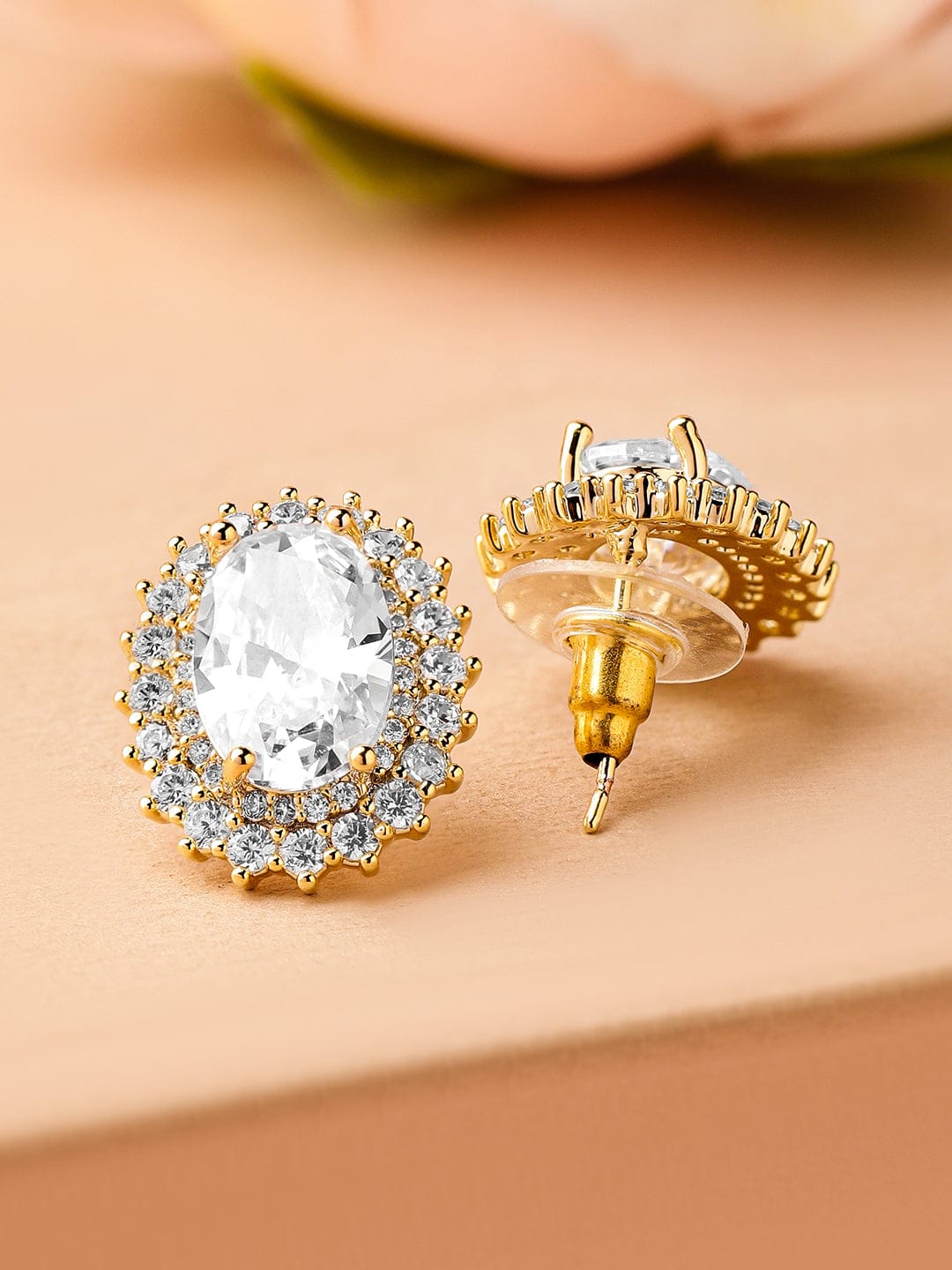Gold Plated Crystal Stud Earrings