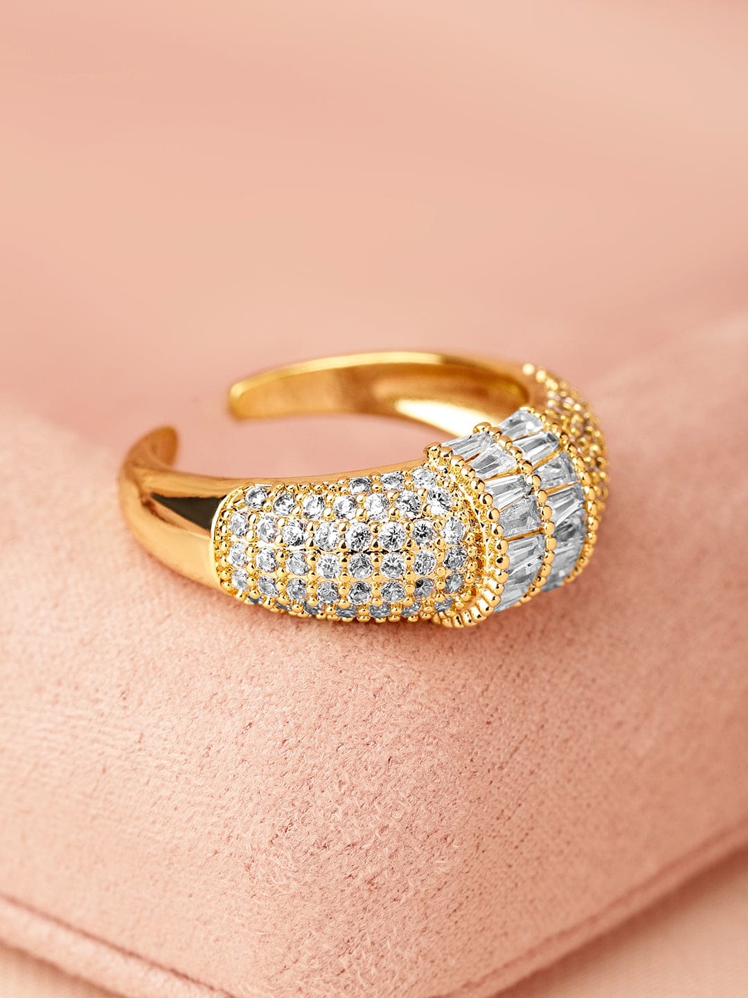 Gold Ring In American Diamond Zirconia