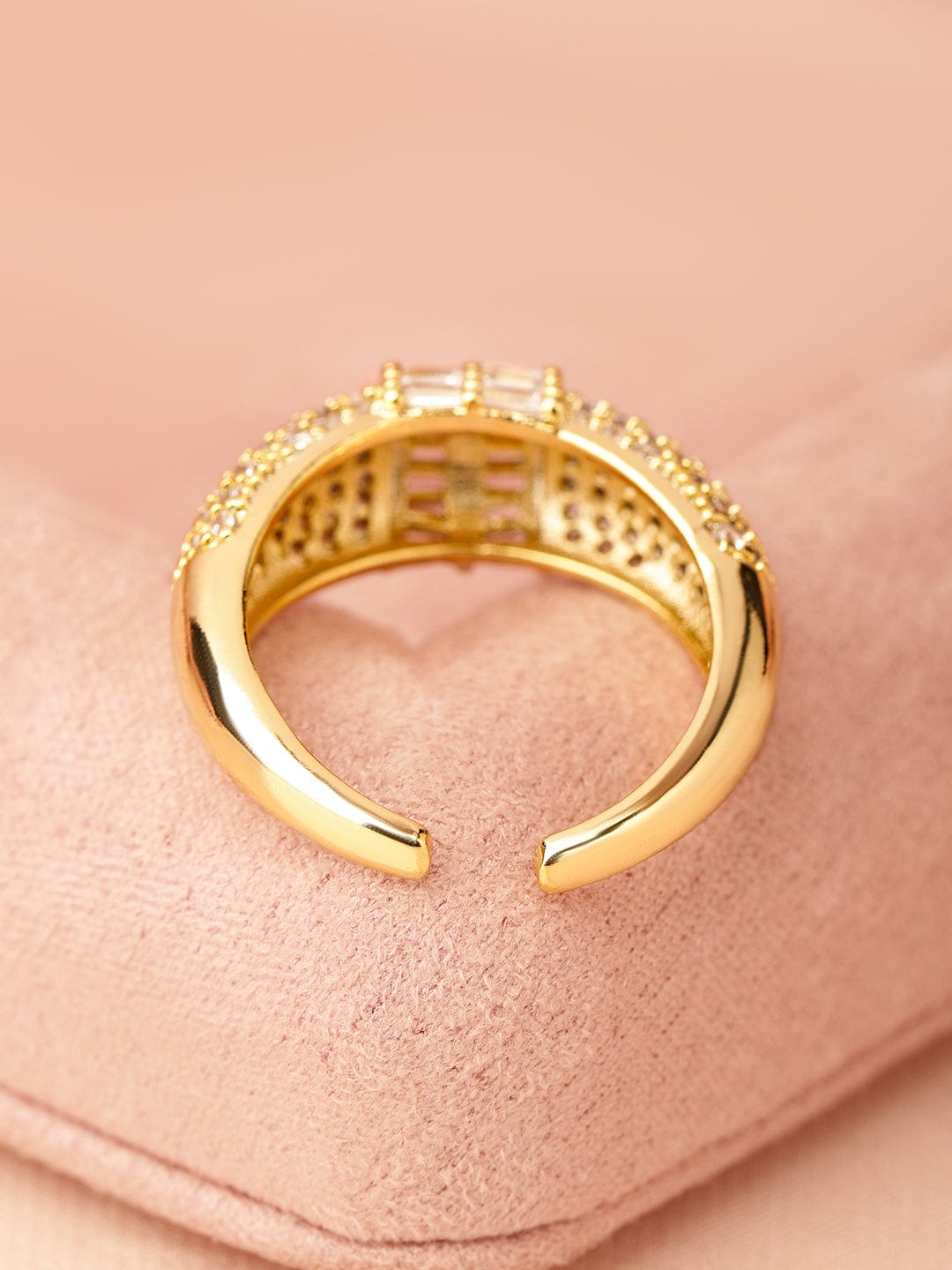 Gold Ring In American Diamond Zirconia