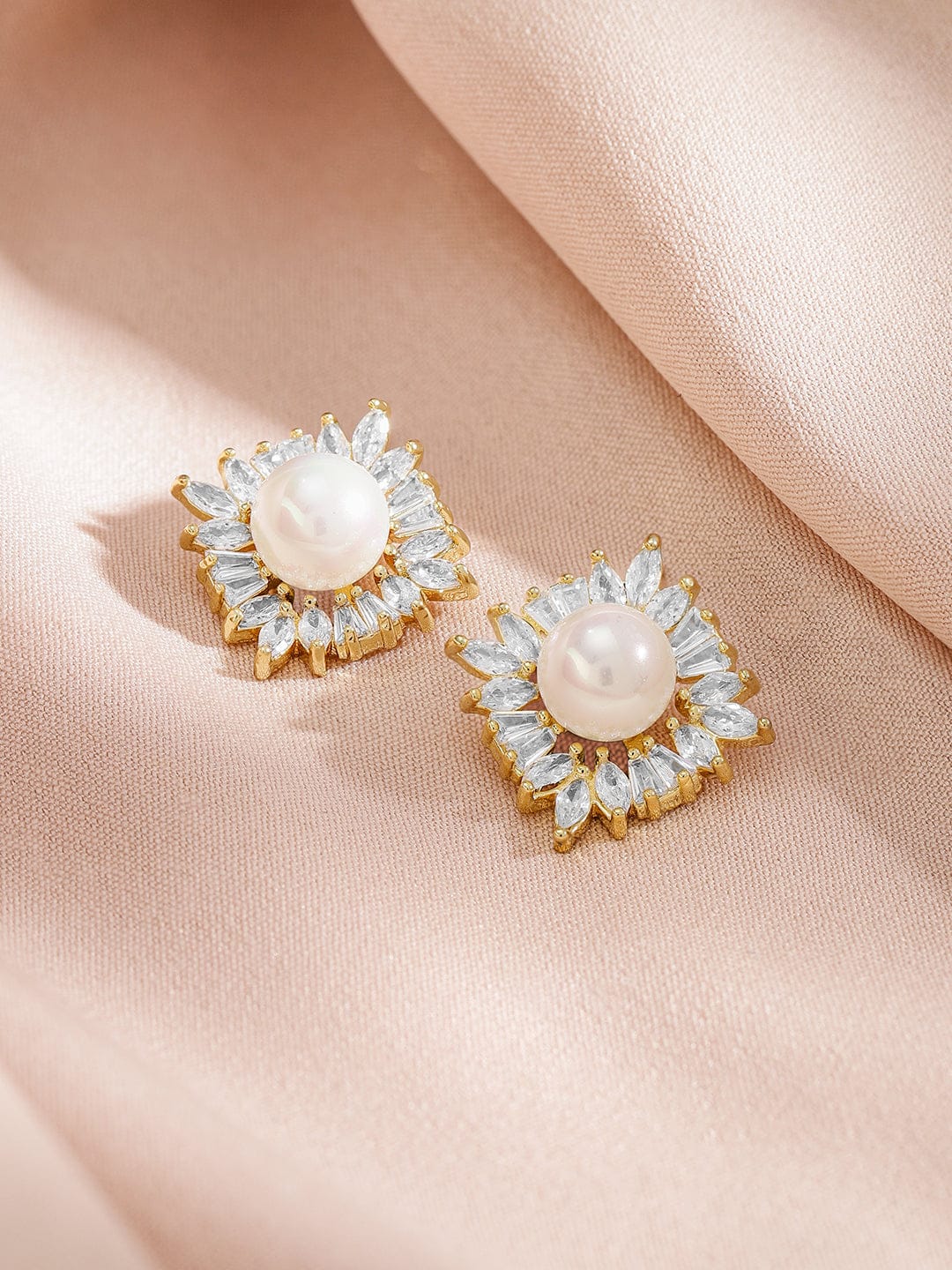 Crystal Studded Pearl Embellished Necklace Set