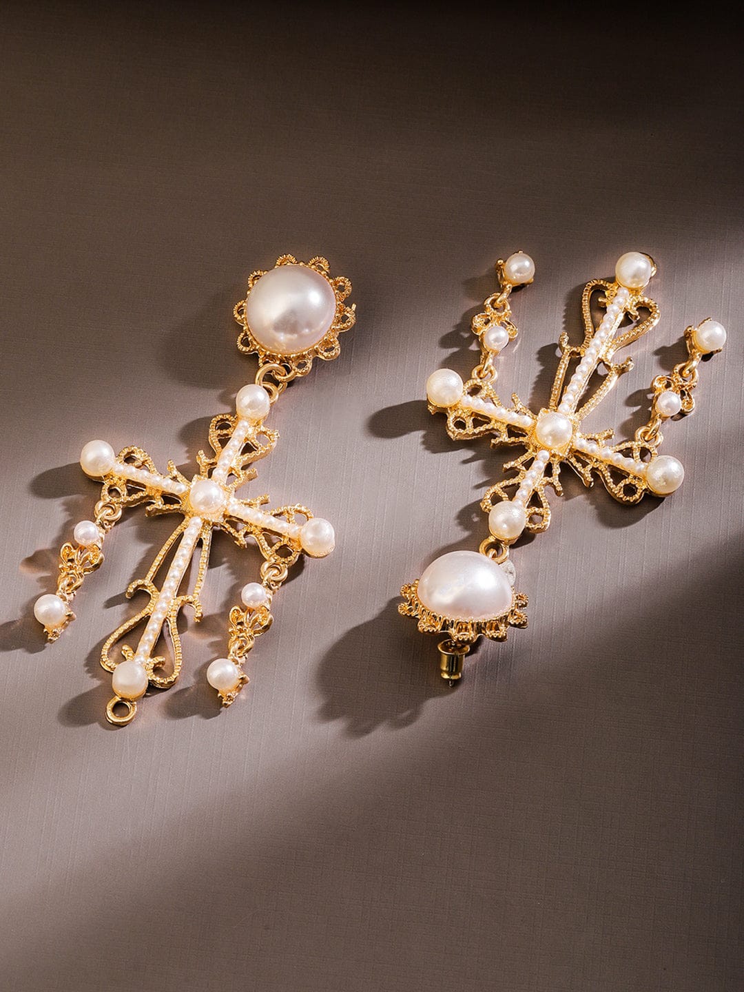 Contemporary Glow White Statement Earrings