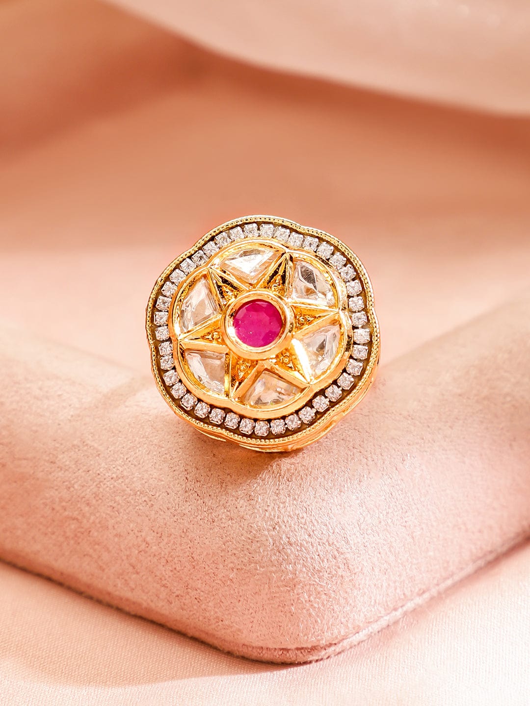 Kundan & American Diamond Zirconia Traditional Ring