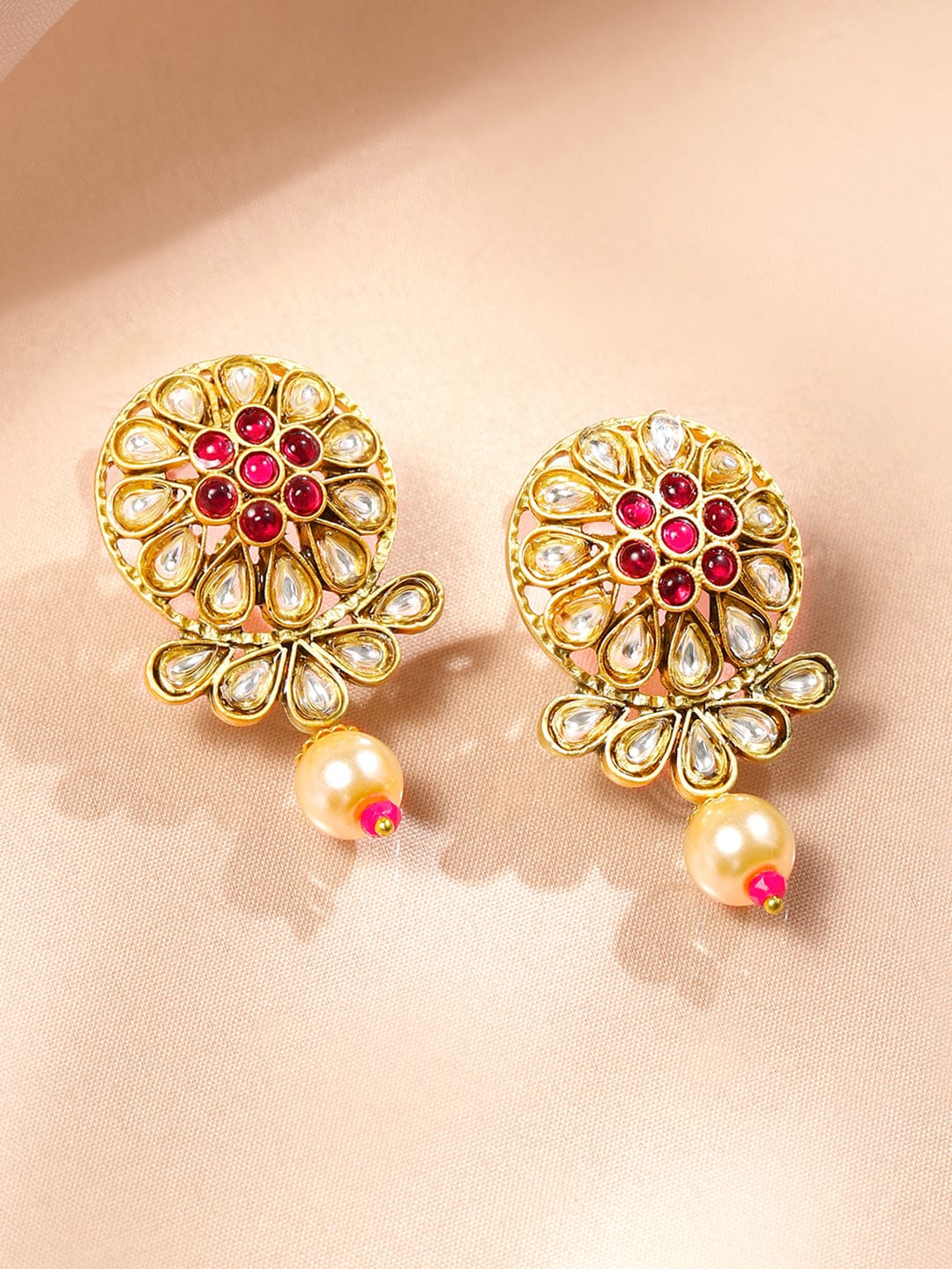 Golden choker Set with Ruby & Pearl Detailing