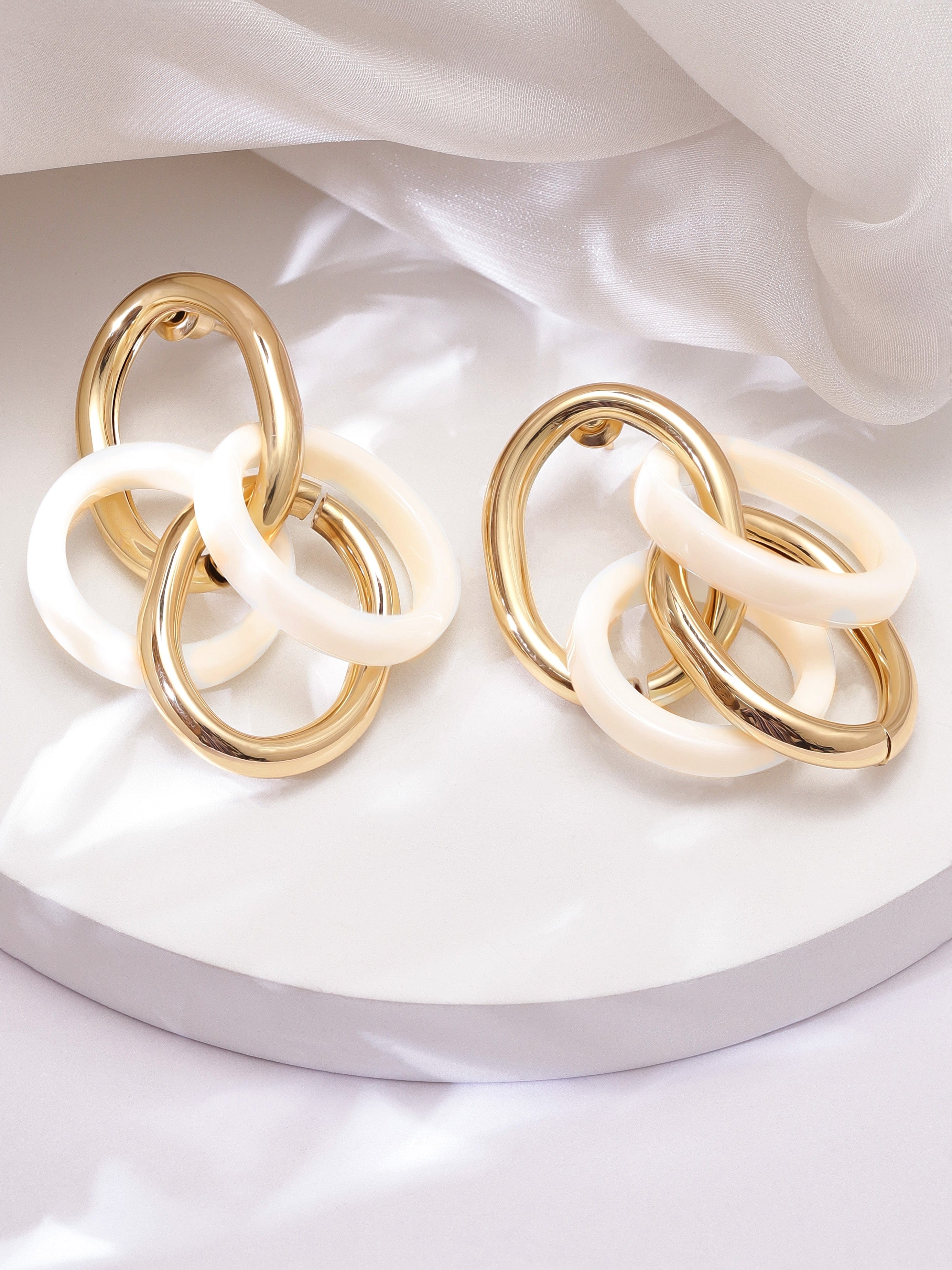 Drop Earrings With Interlocked Rings
