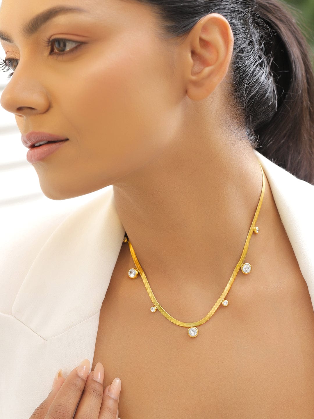 Golf Toned American Diamond Zirconia Necklace