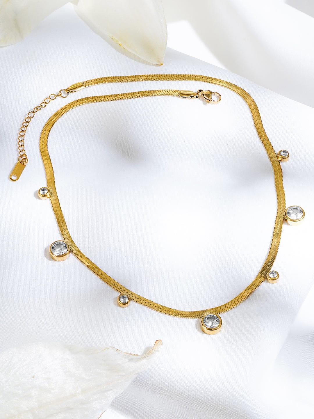 Golf Toned American Diamond Zirconia Necklace