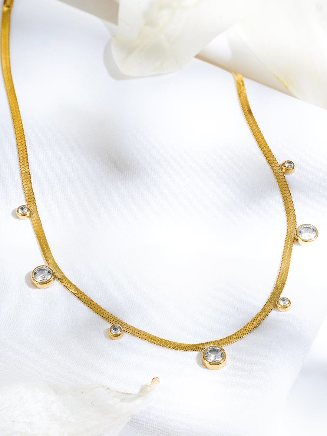 Golf Toned American Diamond Zirconia Necklace