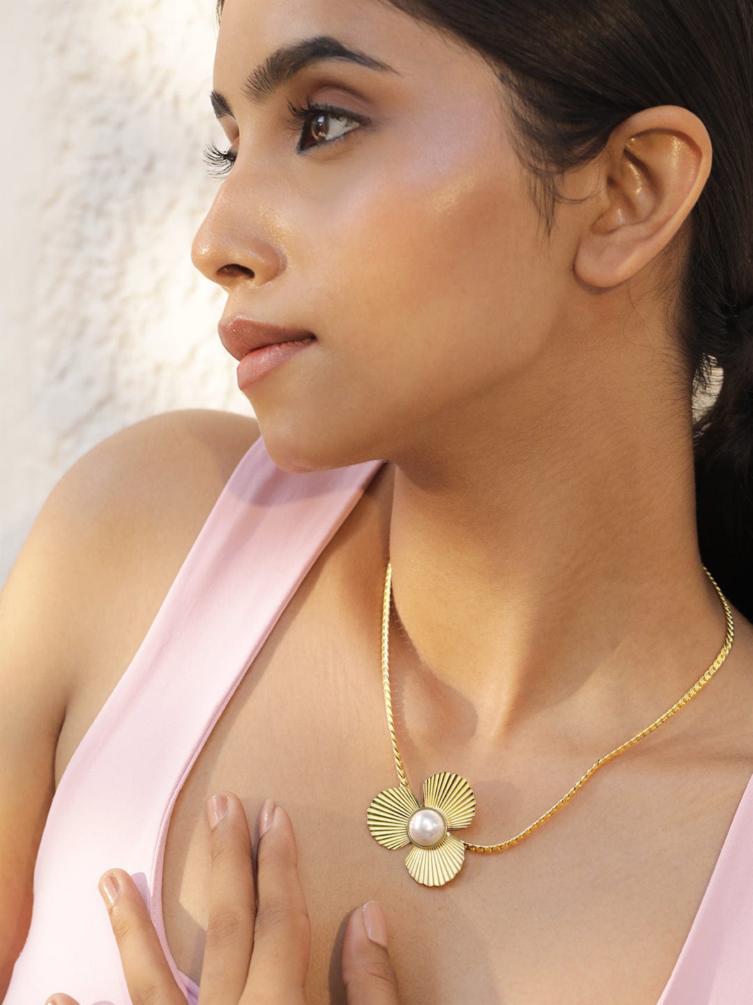 Floral Diva Pearl Pendant Necklace Chain