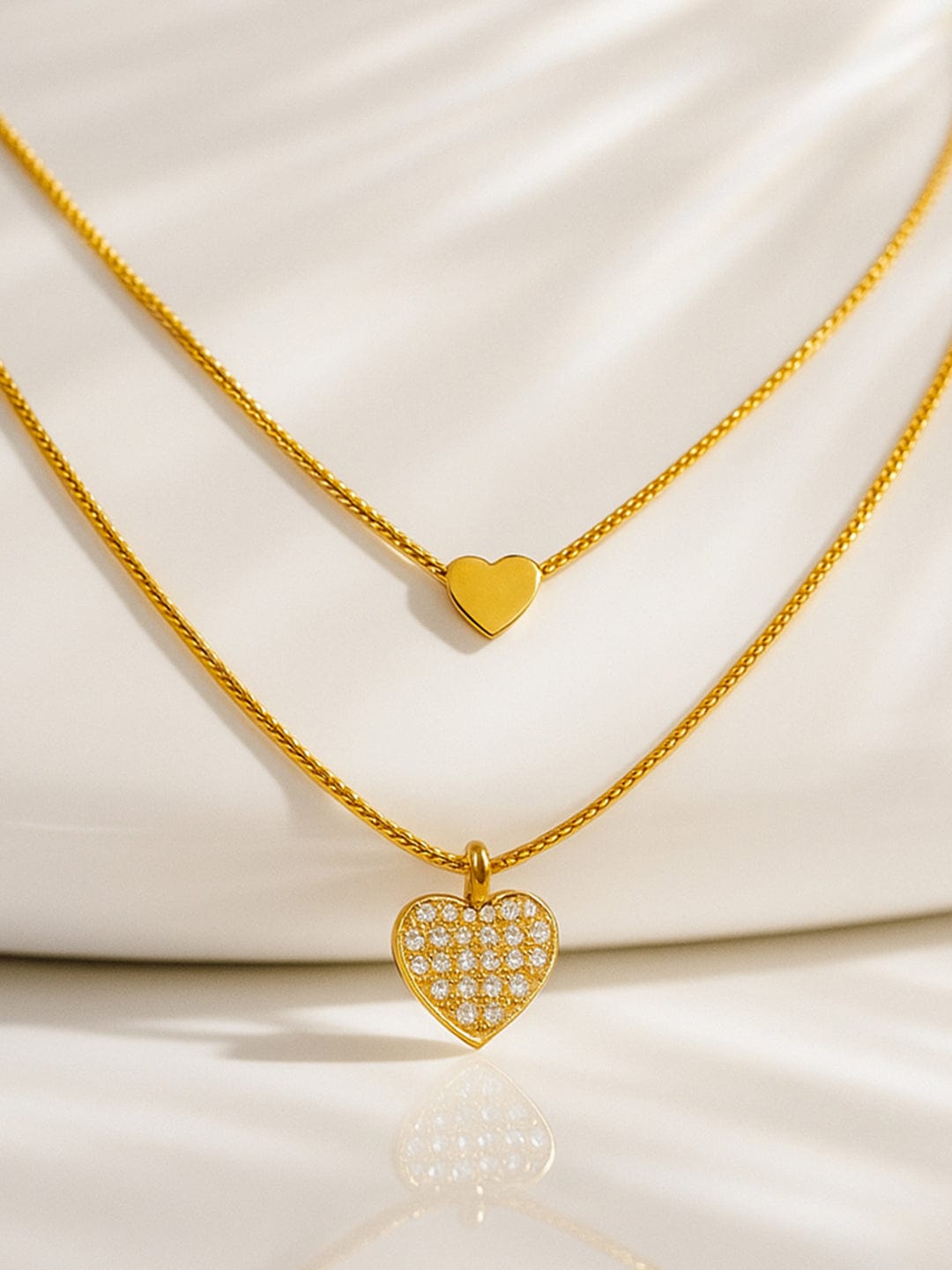 Soulful Heart & AD Studded Chain Necklace