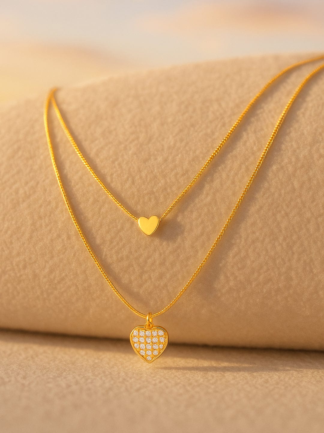 Soulful Heart & AD Studded Chain Necklace