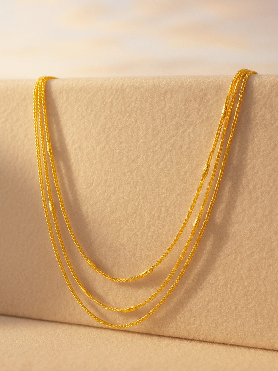 Linear Theme Gold Plated Chain Necklace