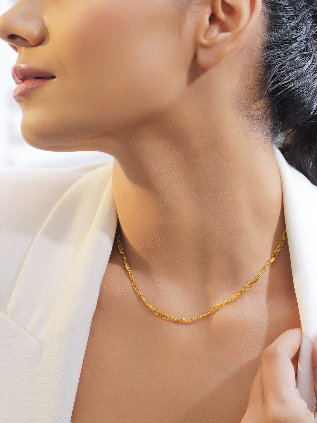 Linear Theme Gold Plated Chain Necklace