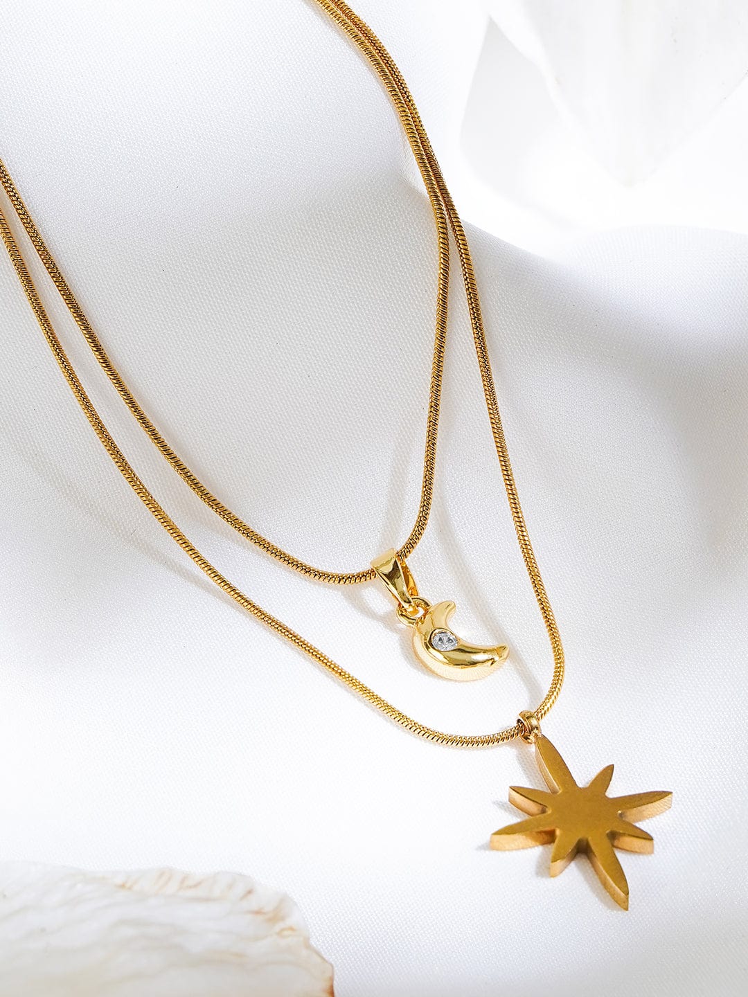 Crystal Beaded Gold Necklace