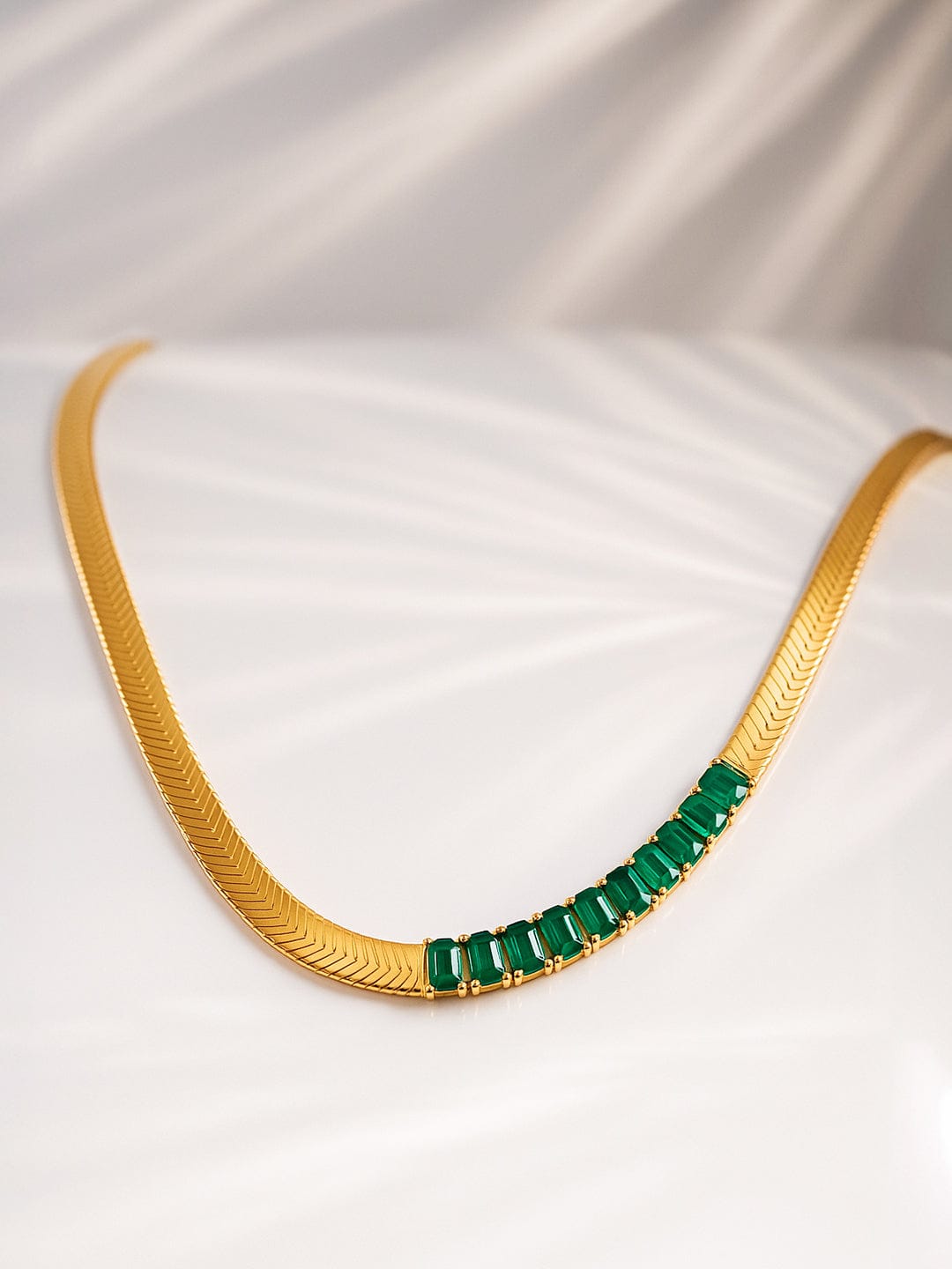 Elegant Green Stainless Steel Necklace