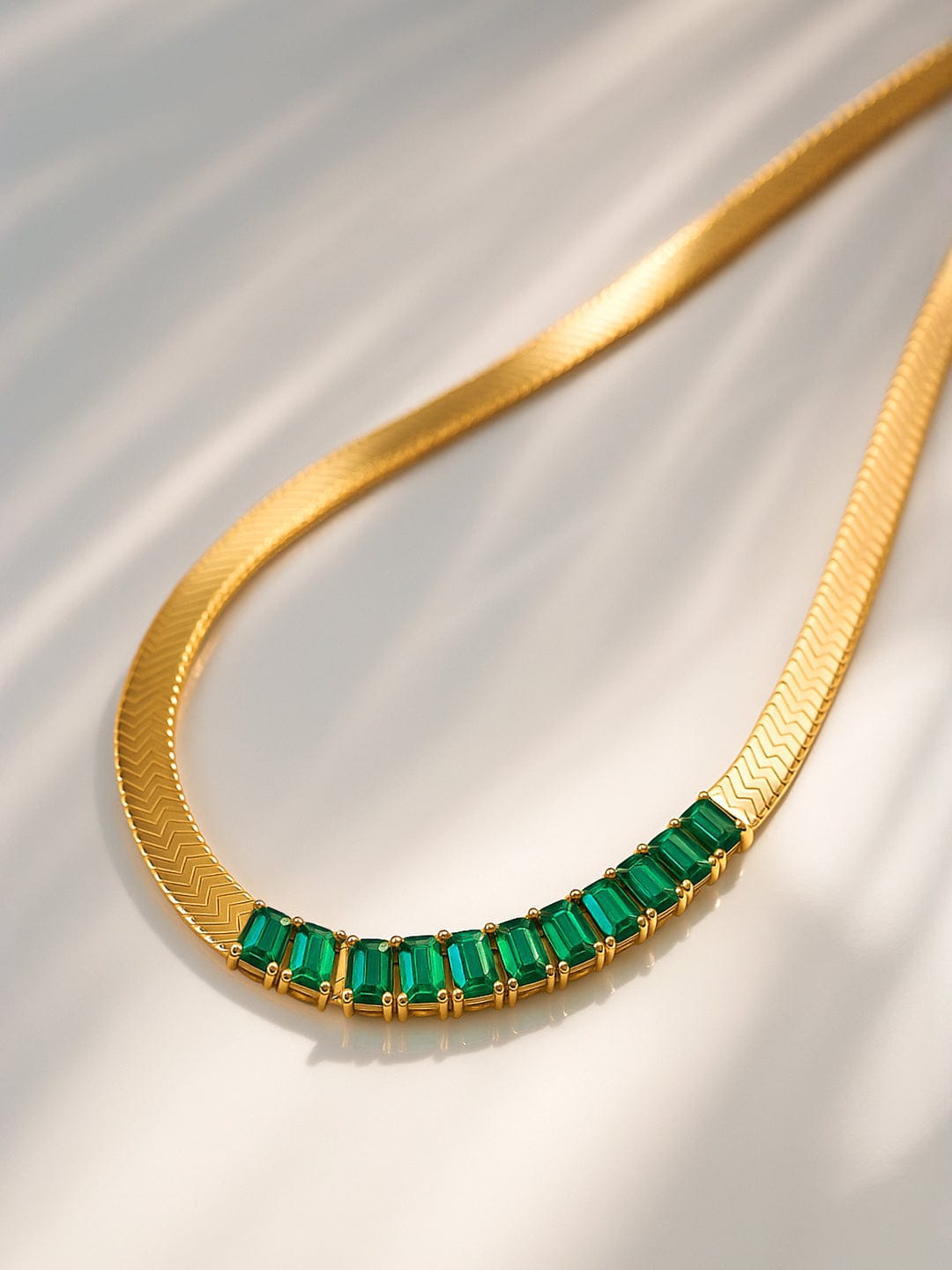 Elegant Green Stainless Steel Necklace