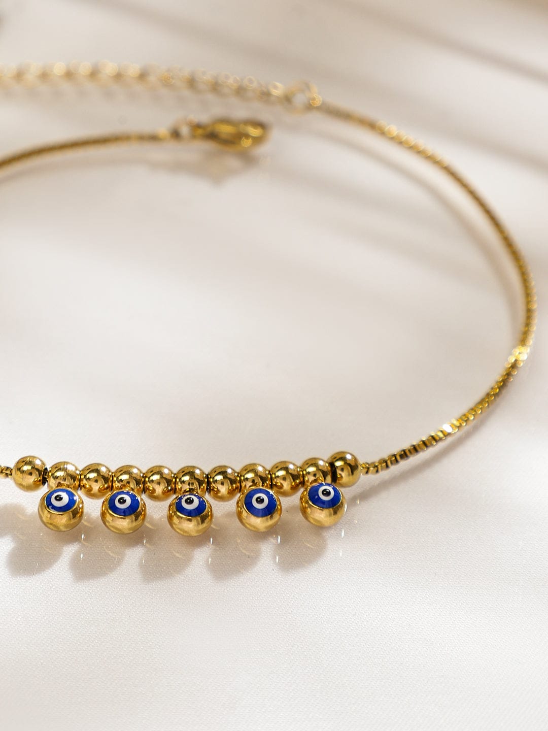 Wentra 18K Gold-Plated Stainless Steel Tarnish-Free Waterproof Evil Eye Anklet for Women