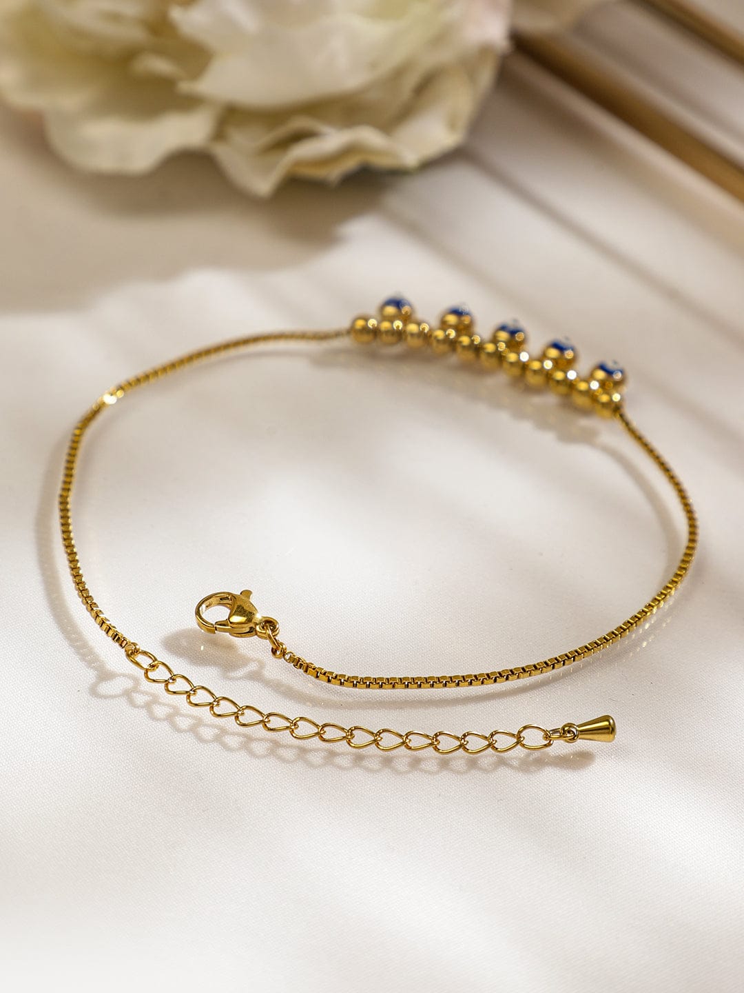 Wentra 18K Gold-Plated Stainless Steel Tarnish-Free Waterproof Evil Eye Anklet for Women