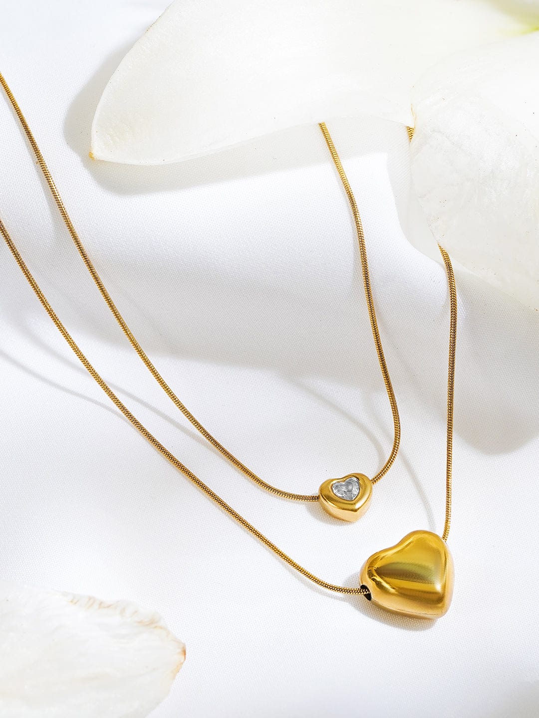 Double Layered Golden Heart Pendant