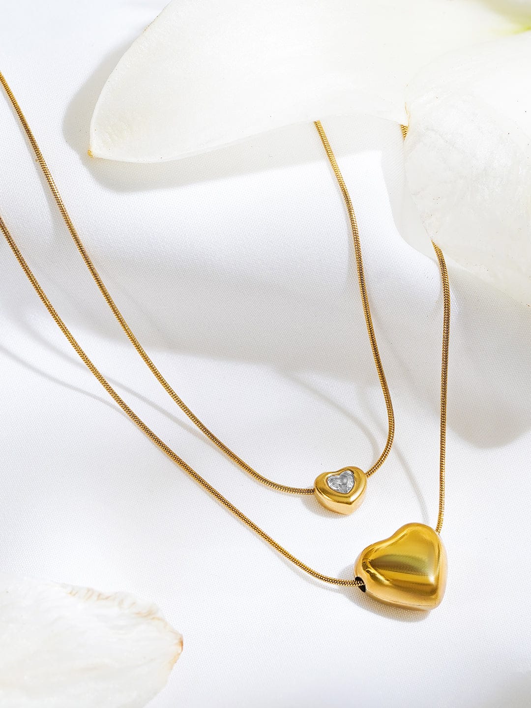 Double Layered Golden Heart Pendant