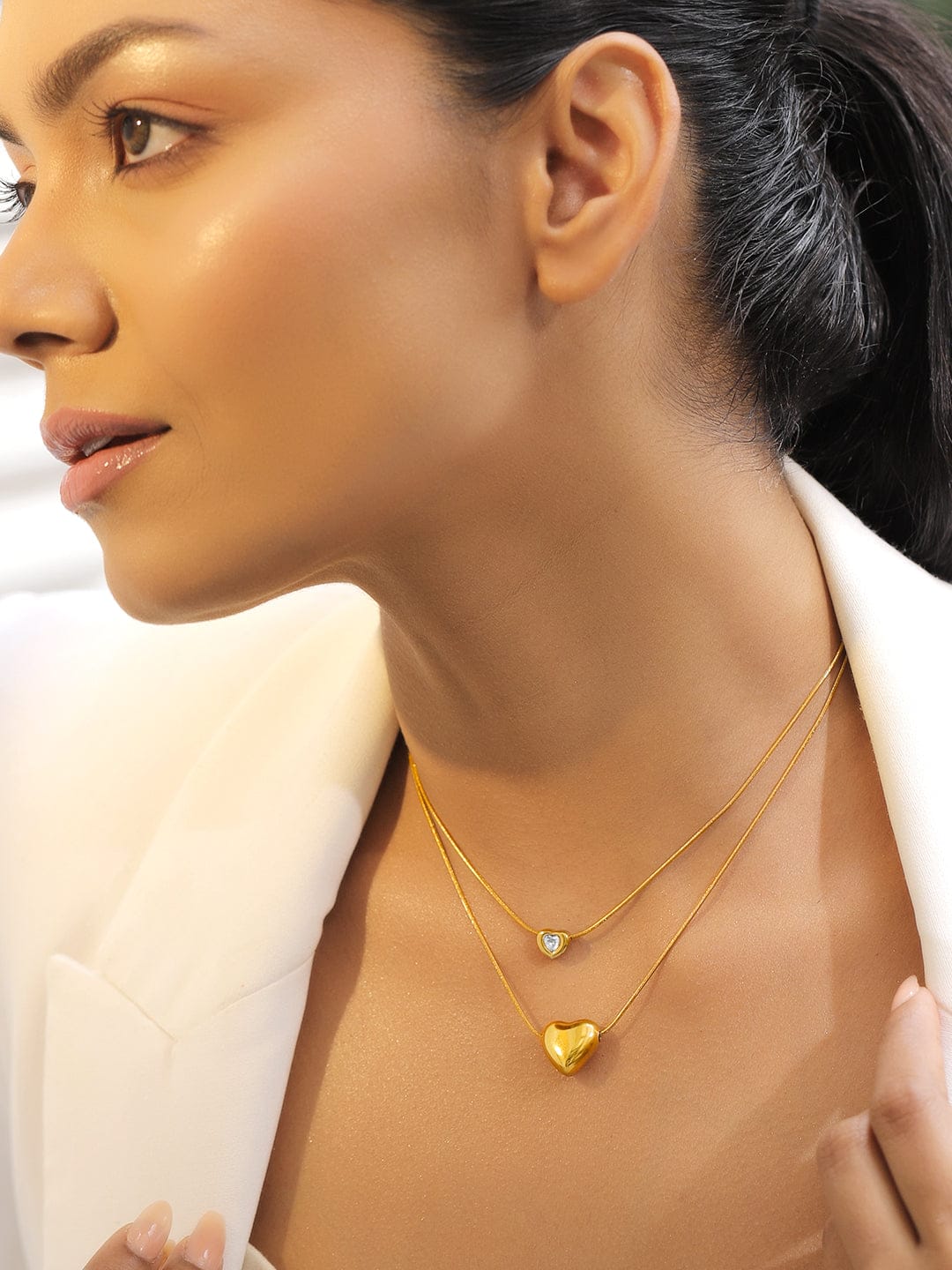 Double Layered Golden Heart Pendant